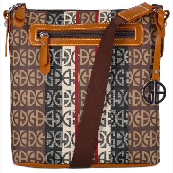 NWT MSRP$100 Giani Bernini  Stripe  Logo Crossbody  Messenger Bag Multi - Picture 1 of 4